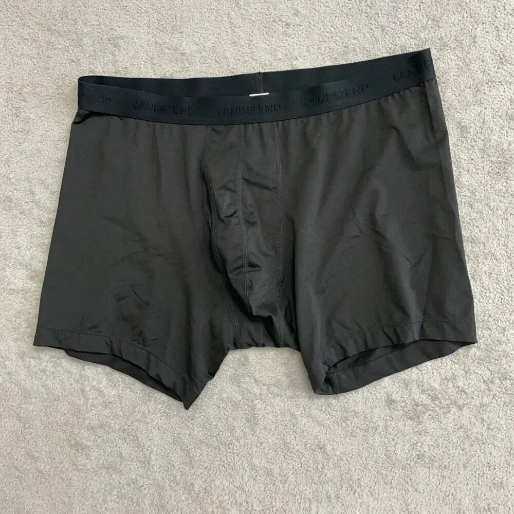 NEW Lands' End Men's XL Black Boxer Briefs 3 Pack Moisture-Wicking Breathable